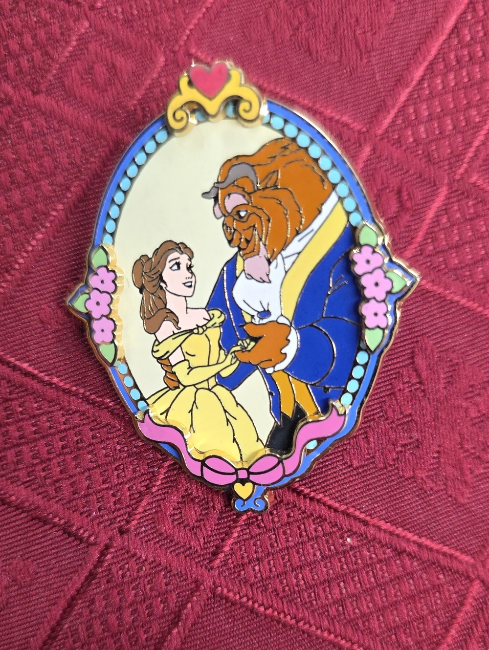 Disney Belle and Beast Enamel Plaque in Yellow, Blue and Pink